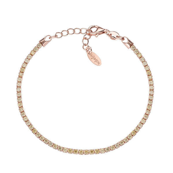 Bracciale Amen Tennis Mania Rosè Con Zirconi Gialli BTRGI16