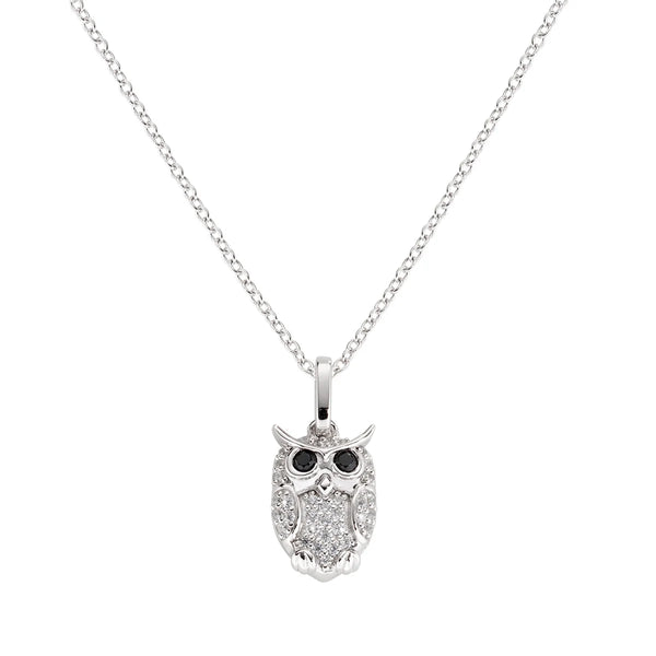 Collana Amen Gufo Zirconi Bianchi E Neri CLPOWBBNZ
