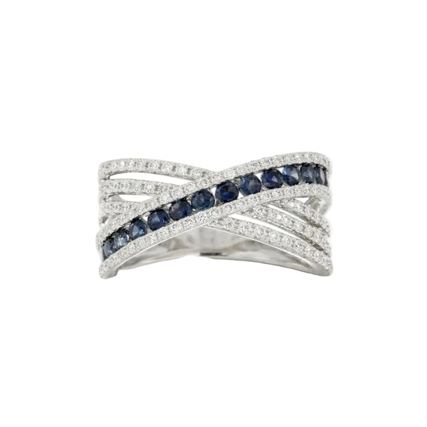 Anello Fascia Giorgio Visconti in Oro Bianco con Zaffiri e Diamanti ABX15955Z