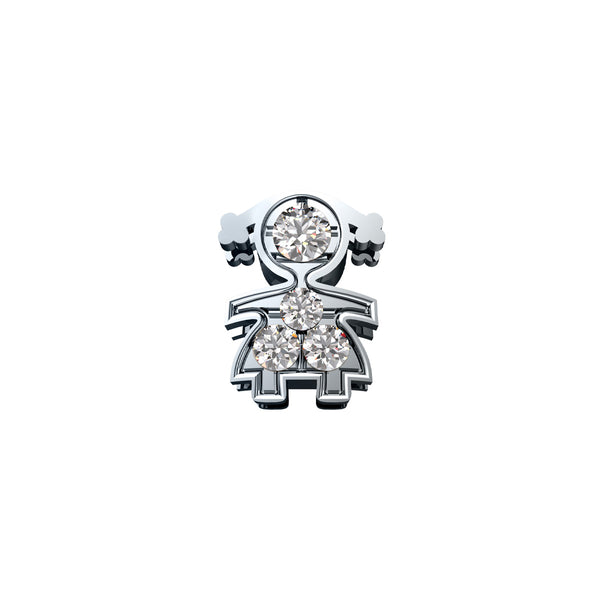 Charm Elements Bimba In Oro Bianco E Diamanti 0,01 ct