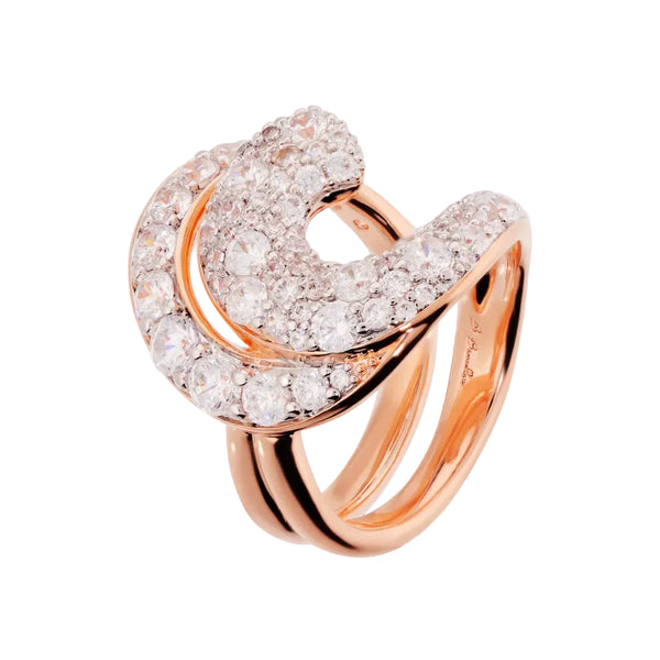 Anillo espiral Bronzallure Rose con pavé de circonitas cúbicas