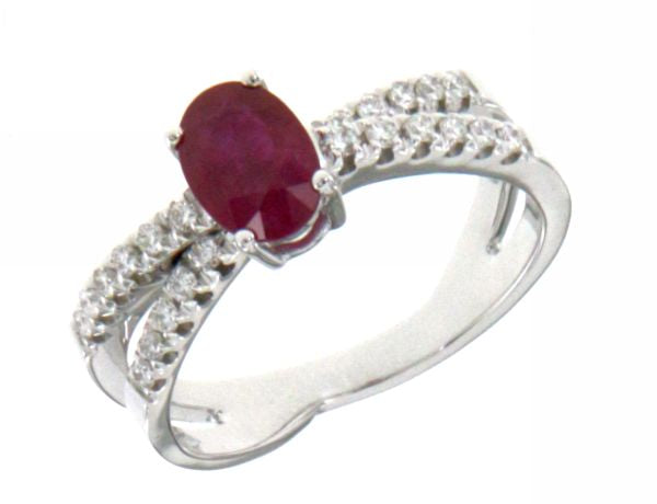 Anello Mirco Visconti con Rubino Naturale taglio Ovale e Diamanti