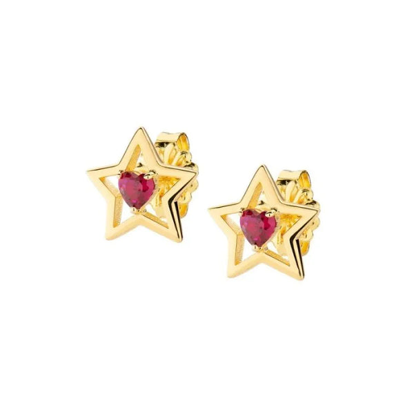 Orecchini Amen Dorati Con Stella E Cuore In Zircone Rosso ESTHGRZ