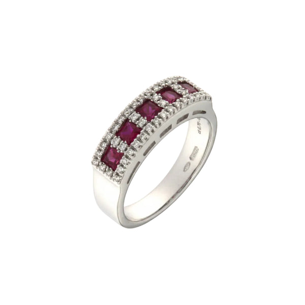 Anello Mirco Visconti con Rubini Naturali Taglio e Carrè e Diamanti P580/R