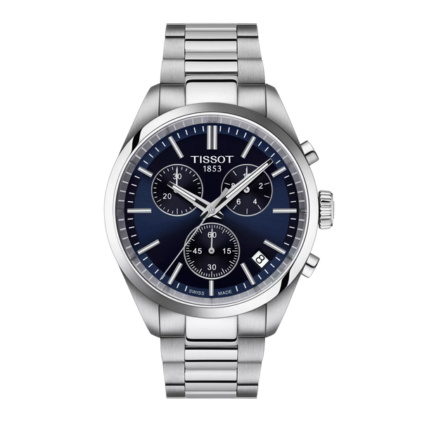 Tissot PR 100 Watch with Blue Dial and Chronograph