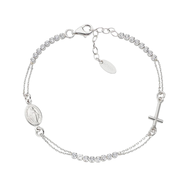 Bracciale Amen Rosario Tennis Con Zirconi Bianchi BRCRMI