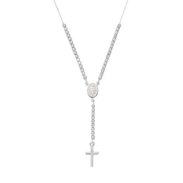 Collana Amen Tennis Rosario Pietre Bianche CLCRMI
