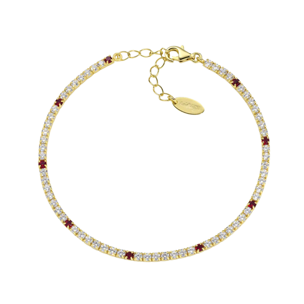 Bracciale Amen Tennis Dorato Con Zirconi Bianchi E Colorati BT7G