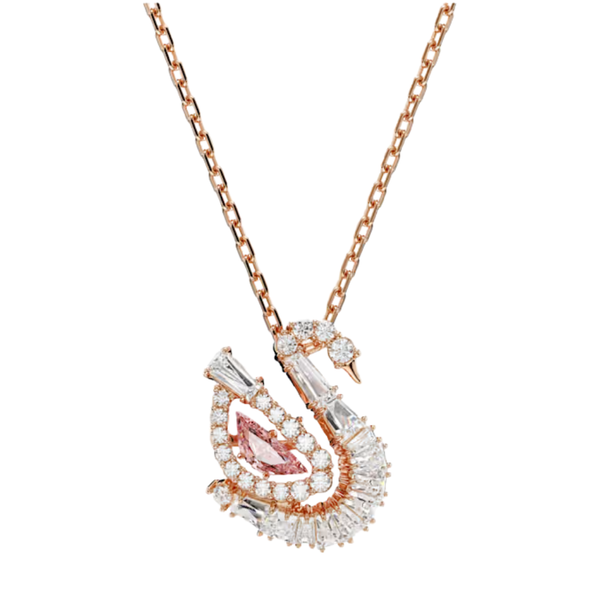 Collar con colgante de cisne Swarovski rosa