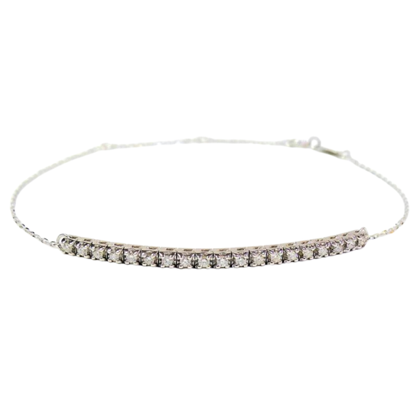 Bracciale Bibigì Tennis Con Catena In Oro Bianco E Brillanti 0.16 CT BRK0002B2