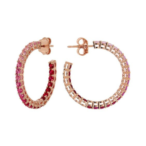 Orecchini Bronzallure A Cerchio Con Cubic Zirconia Rosa Effetto Dégradé Grandi