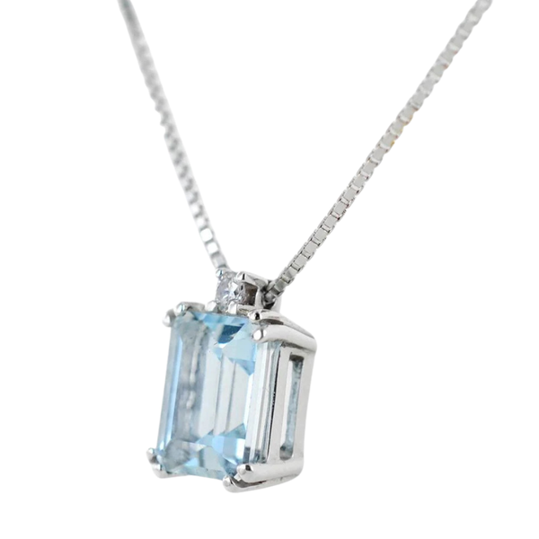 Collana Bibigì In Oro Bianco Con Acquamarina 0.19 CT E Brillante CK0010AM275
