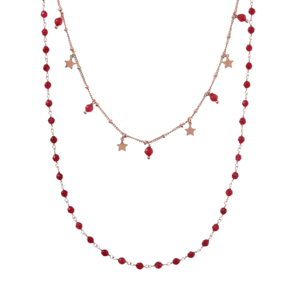 Bronzallure Two-Strand Necklace with Stone Spheres and Stars