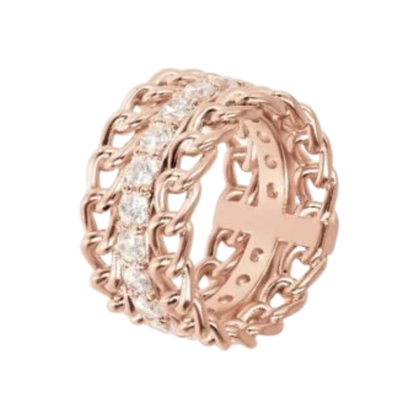 Anello Bronzallure Altissima Catena E Maglia Con Cubic Zirconia