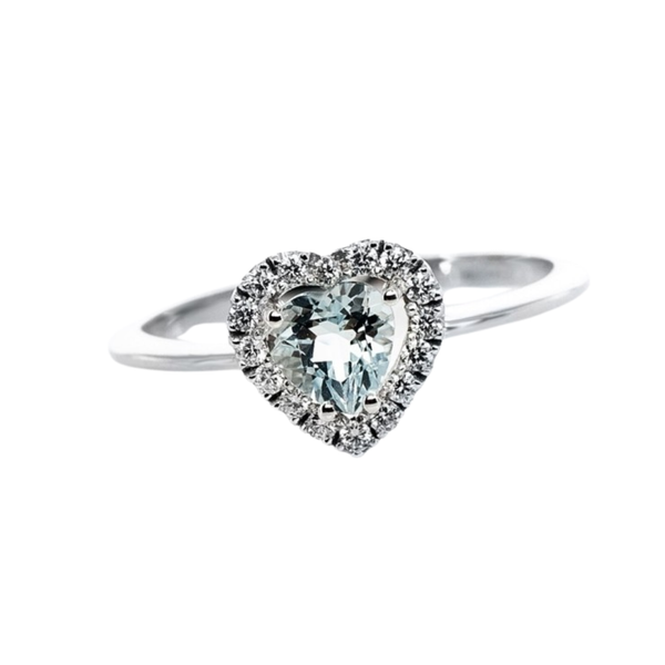 Anillo Bibigì de oro blanco con aguamarina talla corazón