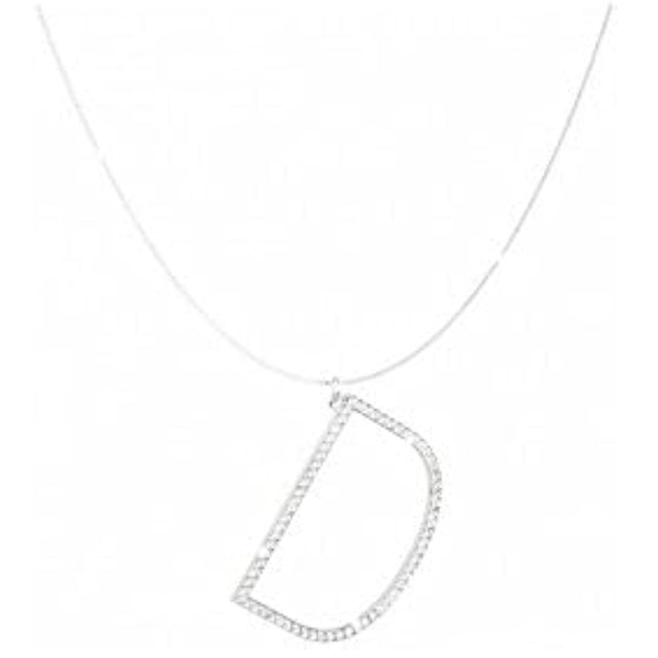 Rebecca My World Silver Necklace with Initial Letter D Pendant and Zircons