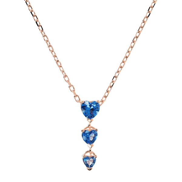 Bronzallure Three Graduated Hearts Necklace in Cubic Zirconia