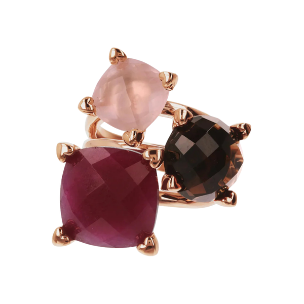 Anello Bronzallure Trilogy Con Pietre Naturali E Castoni A Cuore WSBZ01831.WA