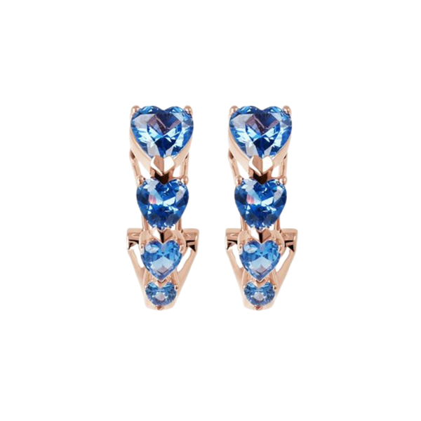 Pendientes Bronzallure de cuatro corazones en circonita azul