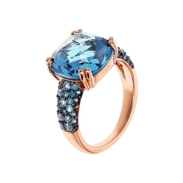 Bronzallure Cocktail Ring with Square Gem Prism and Pavé