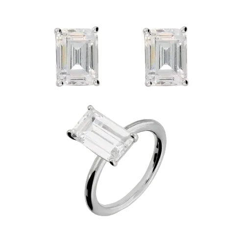 Set Bronzallure Orecchini E Anello Solitario Taglio Smeraldo Con Zirconi WSBZPK160.SET-07