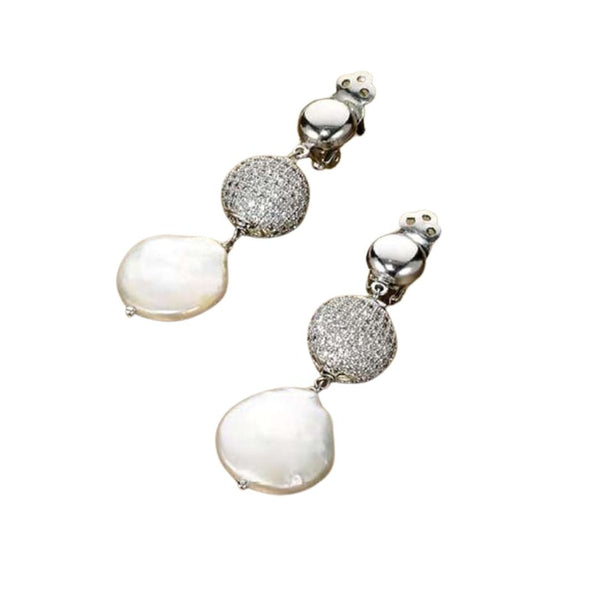 Orecchini Lelune con Sfera Pavè e Perla -