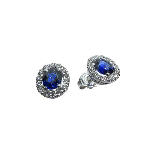 Orecchini Golay a Lobo in Oro Bianco 18 KT con Zaffiri Naturali e Diamanti OCL122DIZB56