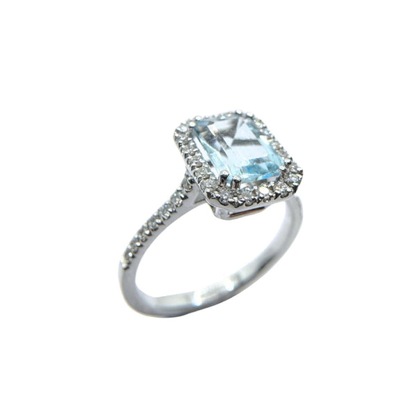 Anello Golay in Oro Bianco con Acquamarina e Diamanti ACL072DIAQ4