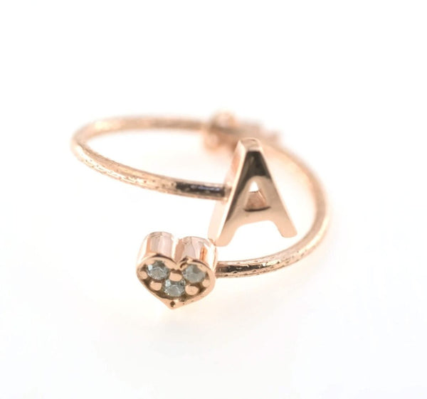 Anello Versari Aperto con Iniziale e Cuore