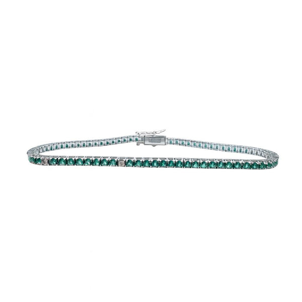 Bracciale Tennis Davite&Delucchi in Oro Bianco con Smeraldi Naturali e Diamanti BR002289/SM3