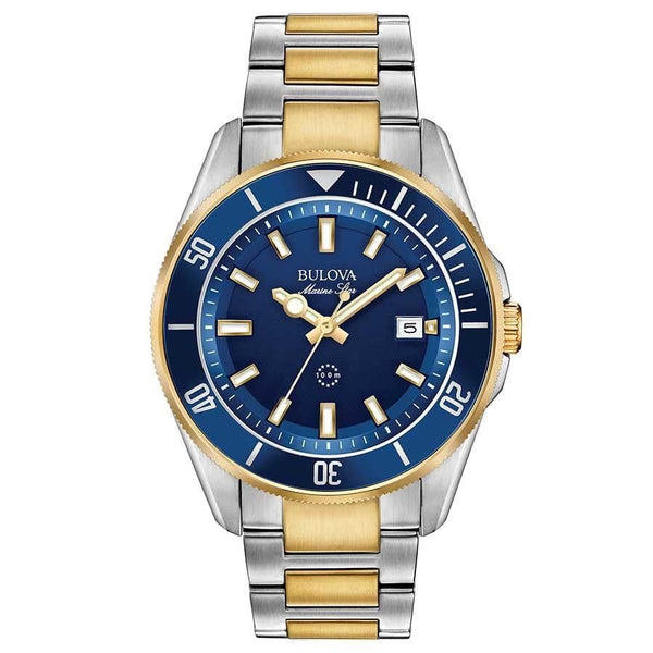 Reloj Bulova Marine Star de dos tonos con esfera azul