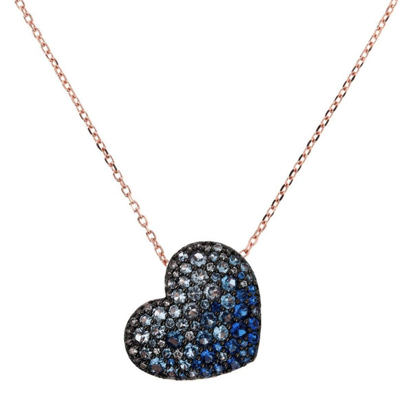 Collana Bronzallure Lunga Con Pendente Cuore Pavé In Cubic Zirconia -