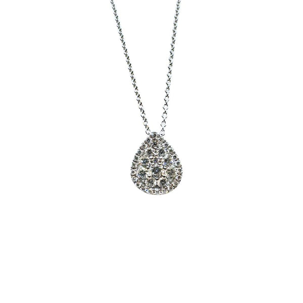Giorgio Visconti White Gold Necklace with Drop Pendant and Diamond Pavé