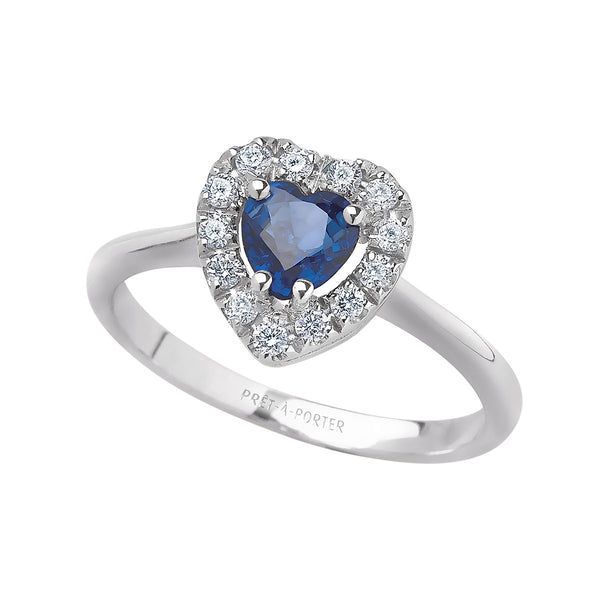 Anillo Bibigì de oro blanco con zafiro talla corazón