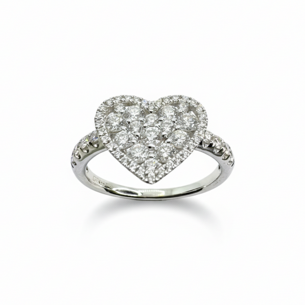 Anello Giorgio Visconti Cuore in Oro Bianco con Pavè di Diamanti