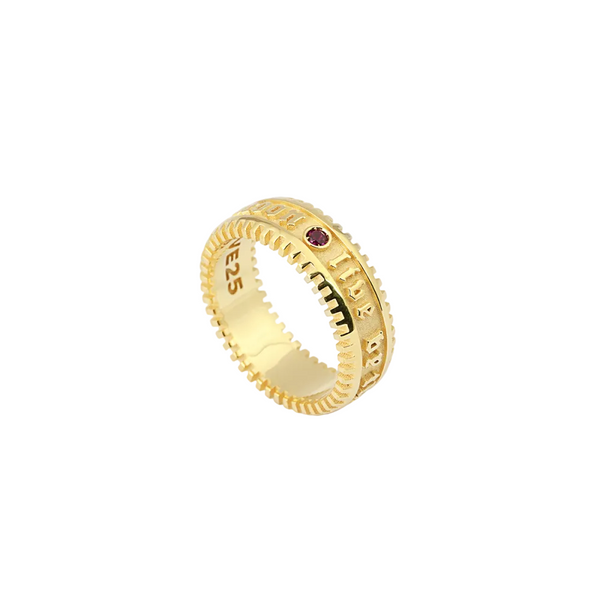 Anello Nove25 Fascia La Fortuna Con Spinello Rosso Oro Giallo N25ANE00457