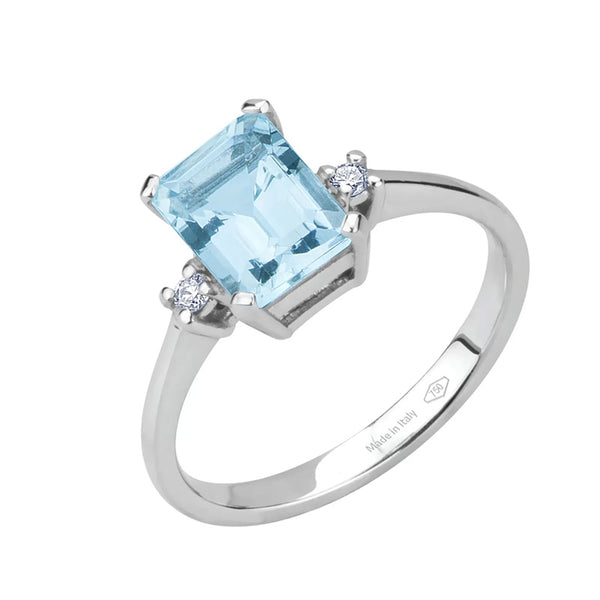 Anello Bibigì In Oro Bianco Con Acquamarina E Brillanti -