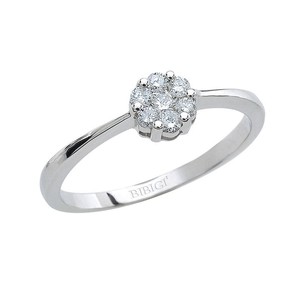 Anello Bibigì In Oro Bianco A Rosetta Con Brillanti 0.08 ct