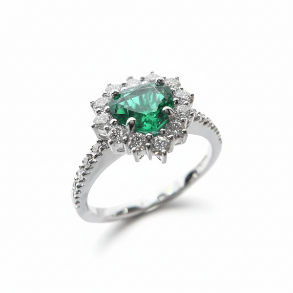 Anello Cuore Giorgio Visconti con Smeraldo e Diamanti