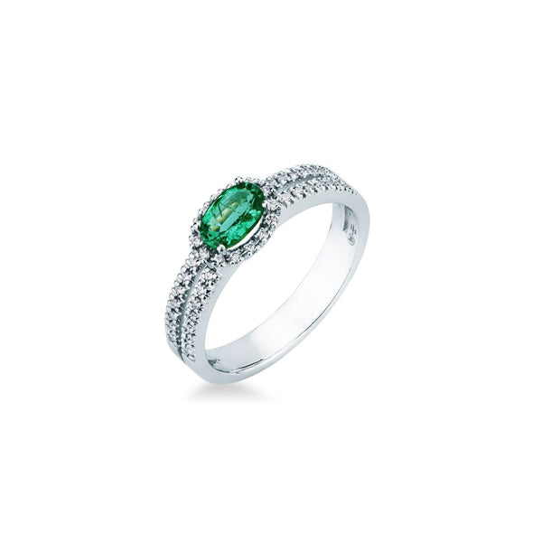 Anello Mirco Visconti Fantasia con Smeraldo Taglio Ovale e Diamanti LF125/10S