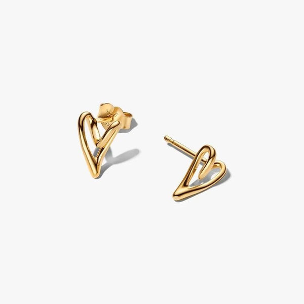 Orecchini Pandora Cuore Linea Sinuosa Placcato Oro 14 KT 264393C00