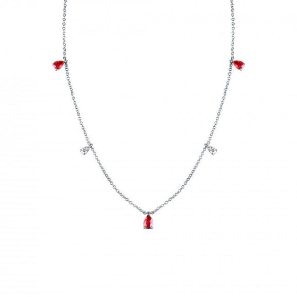 Collana Mirco Visconti in Oro Bianco con Pendenti con Rubini Taglio Goccia e Diamanti Taglio Brillante ABA1314/R