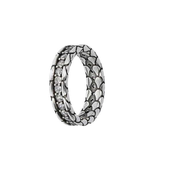 Anello Albert M. Fedina Texture Sirena Con Riviera Di Zirconi Bianchi