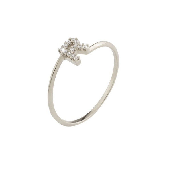 Anillo Rebecca Lux con inicial en oro blanco y diamantes