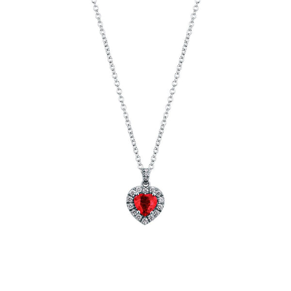 Collana Cuore Mirco Visconti con Rubino Taglio Cuore e Diamanti MV124TF/10R