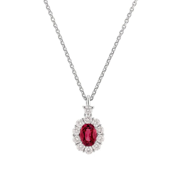 Collana Golay in Oro Bianco con Pendente con Rubino Taglio Ovale ct. 0,61 e Diamanti ct. 047 GCLC461DRU54