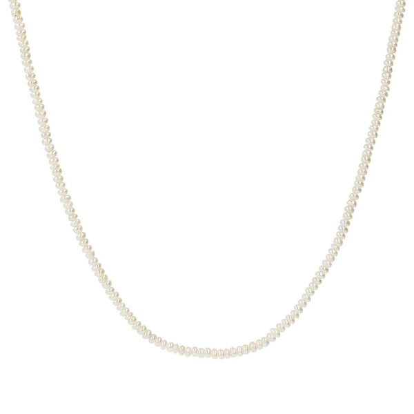 Collana Etrusca Girocollo in Argento 925 Placcata Oro Giallo 18kt con Rondelle in Perla Bianca d'Acqua Dolce Ø 3/3.5 mm WSET00712.WPRL