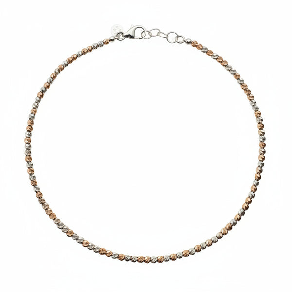 Bracciale in Oro Bianco e Rosa 18 KT con Sfere Diamantate BR159