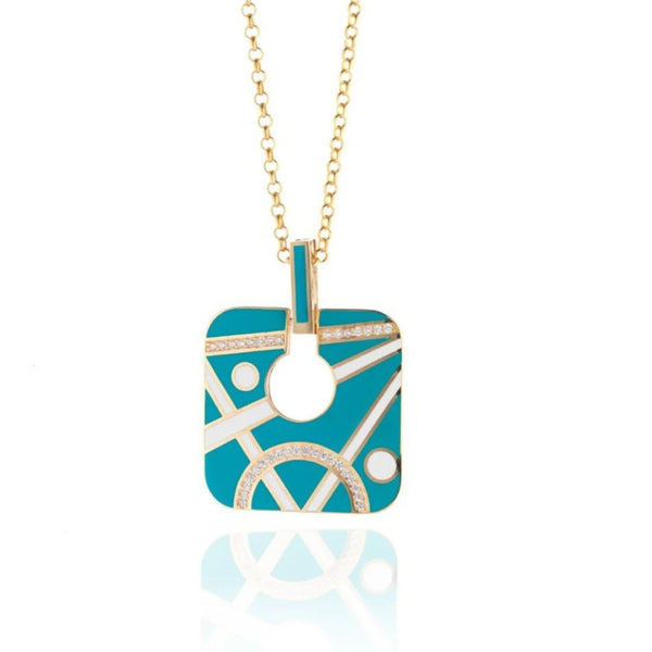 Collar de ensueño con colgante de esmalte turquesa