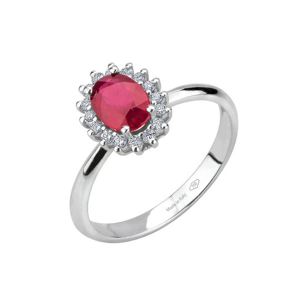 Anillo Bibigì de oro blanco con rubí y diamantes